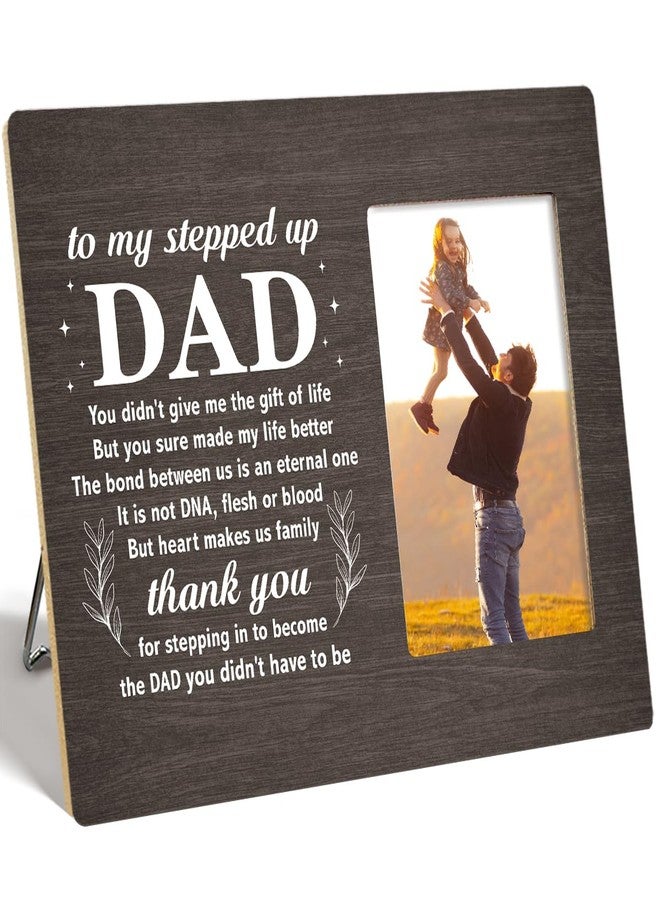 OTINGQD Bonus Dad Picture Frame,Gifts for Stepdad from Daughter Son,Christmas Fathers Day Birthday Gift for Bonus Dad,but Heart Makes Us Family Stepdad Wooden Photo Frame - Image 1